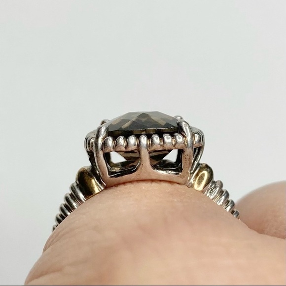 14K EMA Signed Smoky Topaz Quartz & Sterling Ring Size 7 LIKE NEW - Picture 16 of 16